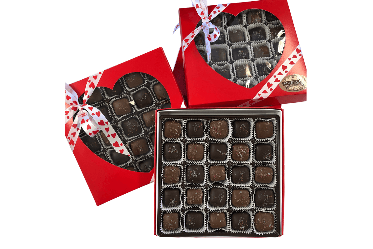 Valentine Chocolate Sea Salt Caramel Box - Handmade Gift Box | Mueller Chocolate Co.