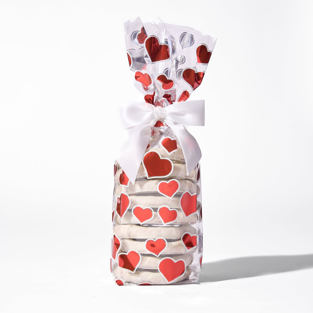 Valentine White Chocolate Covered Pretzel Heart Bag - Handmade | Mueller Chocolate Co.