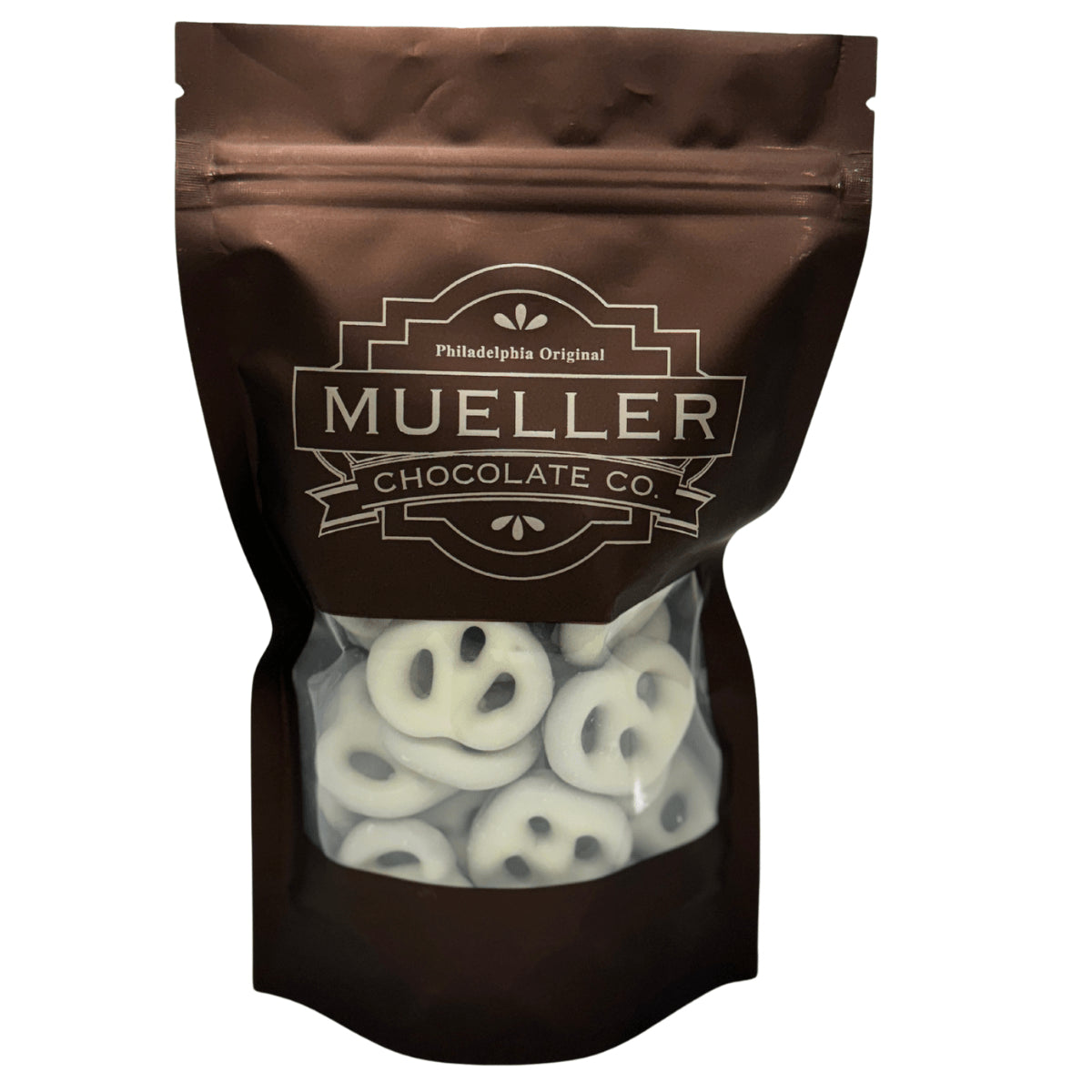 Bag of white chocolate covered mini pretzels